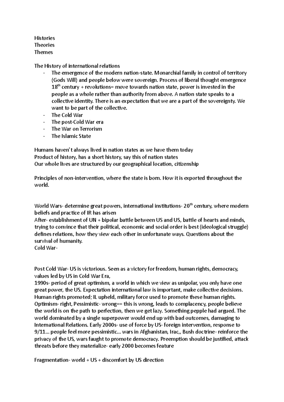 Revision - Lecture notes 45 - Histories Theories Themes The History of ...