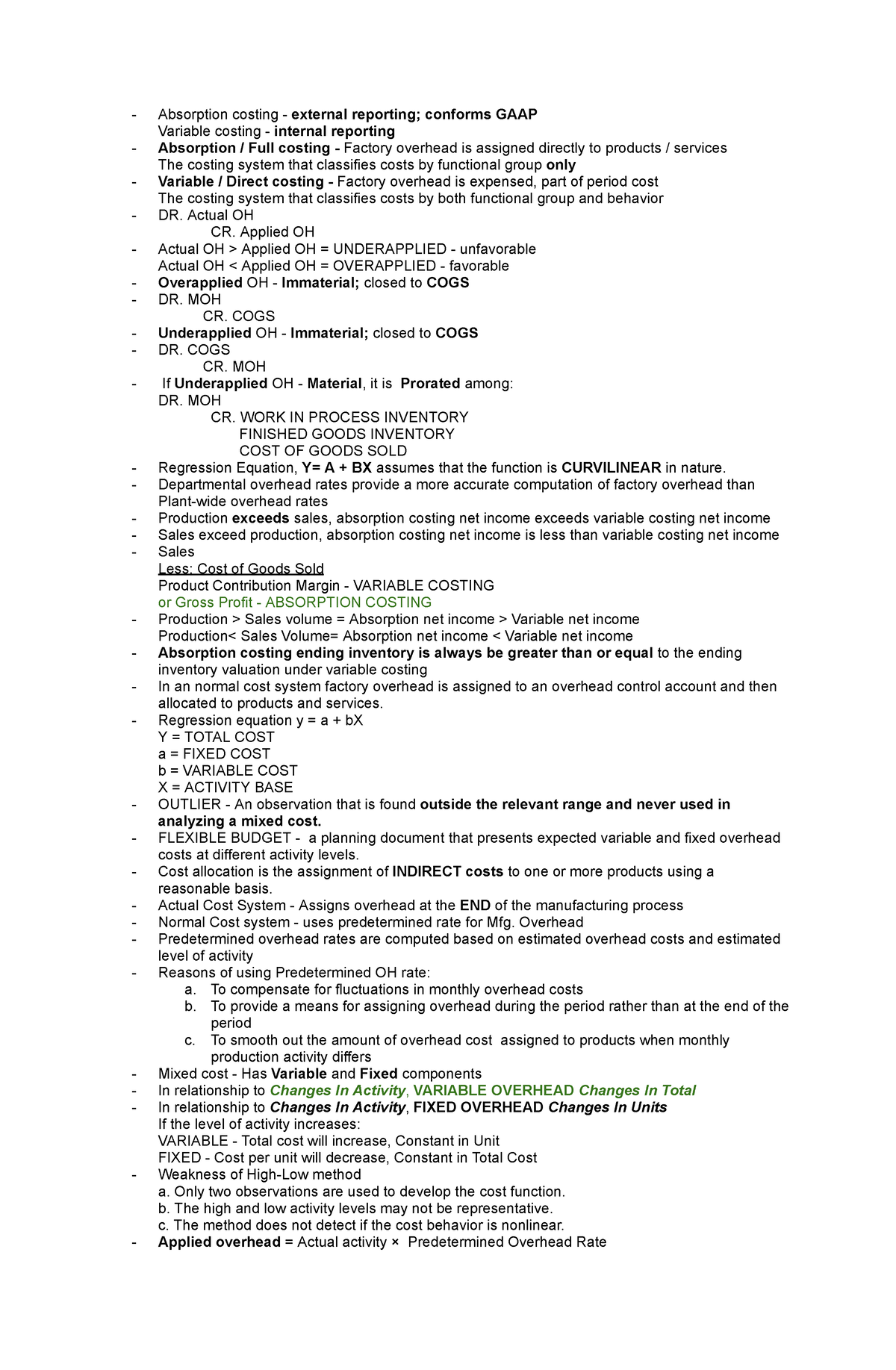 why is variable costing not allowed for gaap reporting