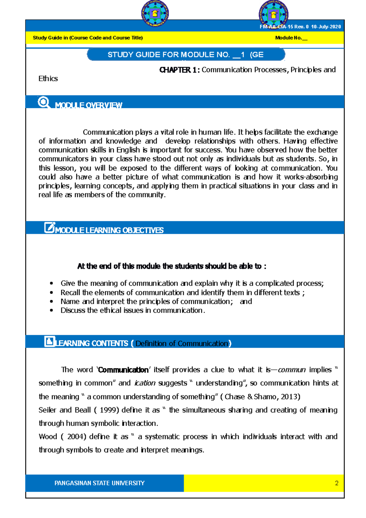 Study Guide ( Chapter 1) GE4-Purposive Communication - CHAPTER 1 ...