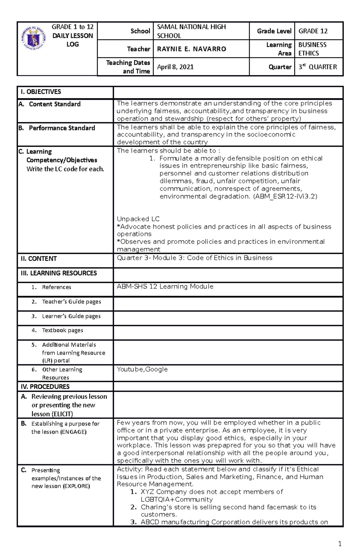 1st-demo-sy20-21 navarroraynie - GRADE 1 to 12 DAILY LESSON LOG School ...