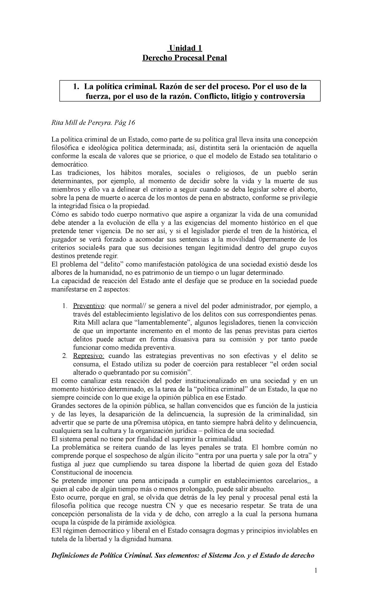 resumen de derecho procesal penal - Unidad 1 Derecho Procesal Penal 1 ...
