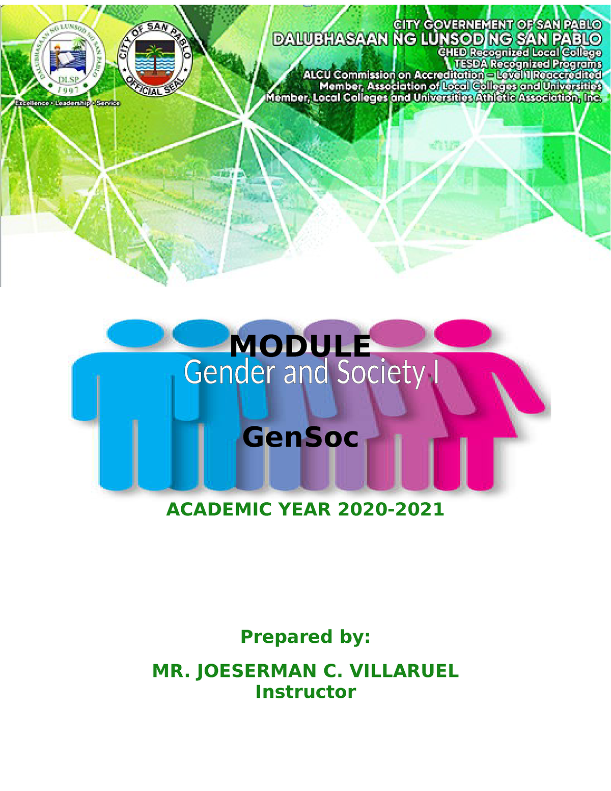 Gender Society Module 1 - MODULE GenSoc ACADEMIC YEAR 2020- Prepared By ...