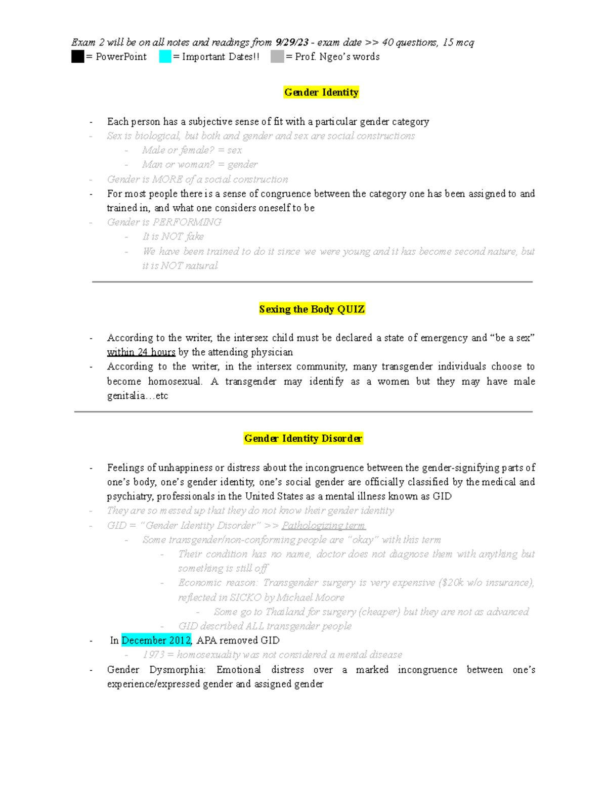 Gender Identity and Sexuality Exam 2 - Studocu