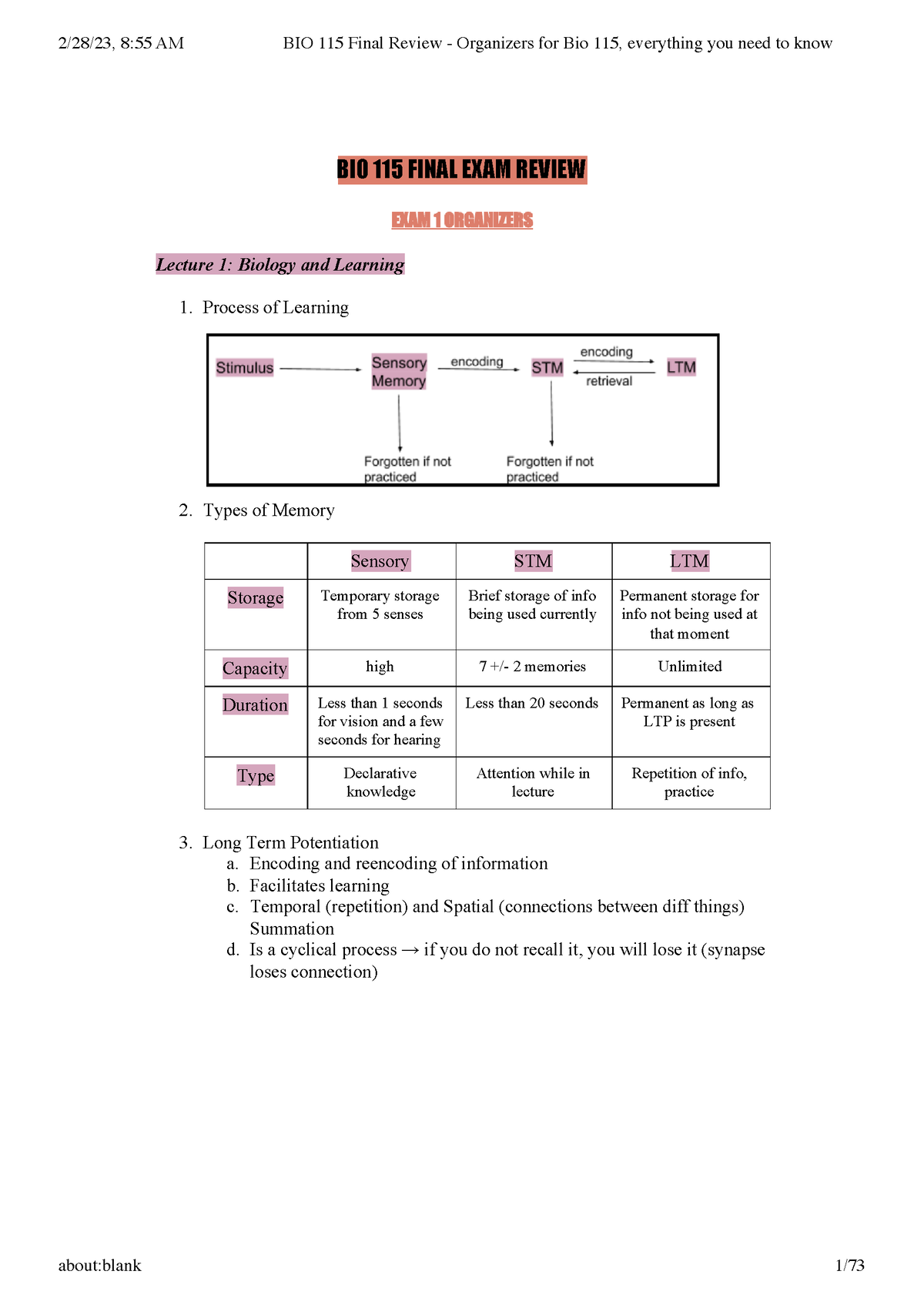 BIO 115 Final Review - Organizers For Bio 115, Everything You Need To ...