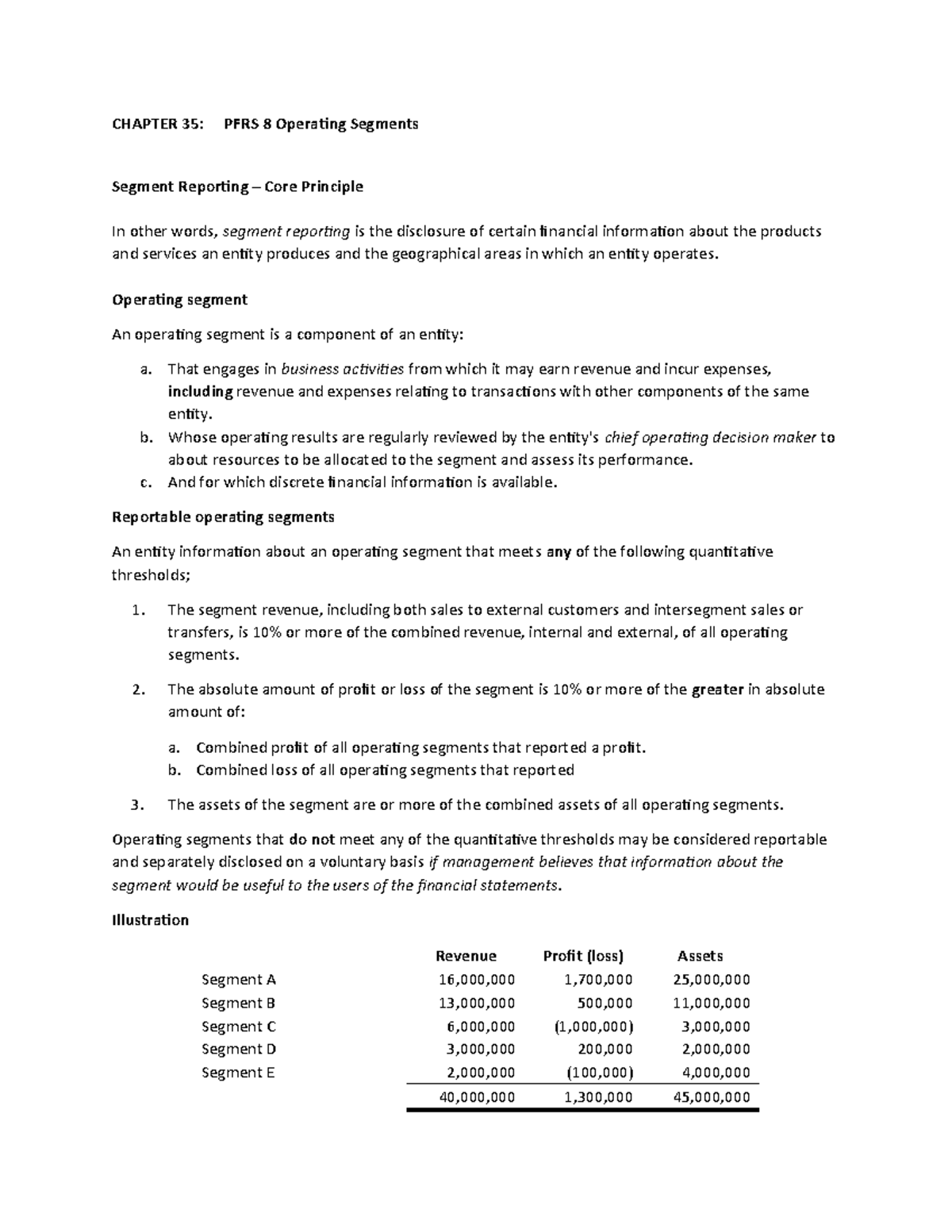 Scribfree - sdaddasdadasdasd - CHAPTER 35: PFRS 8 Operating Segments ...