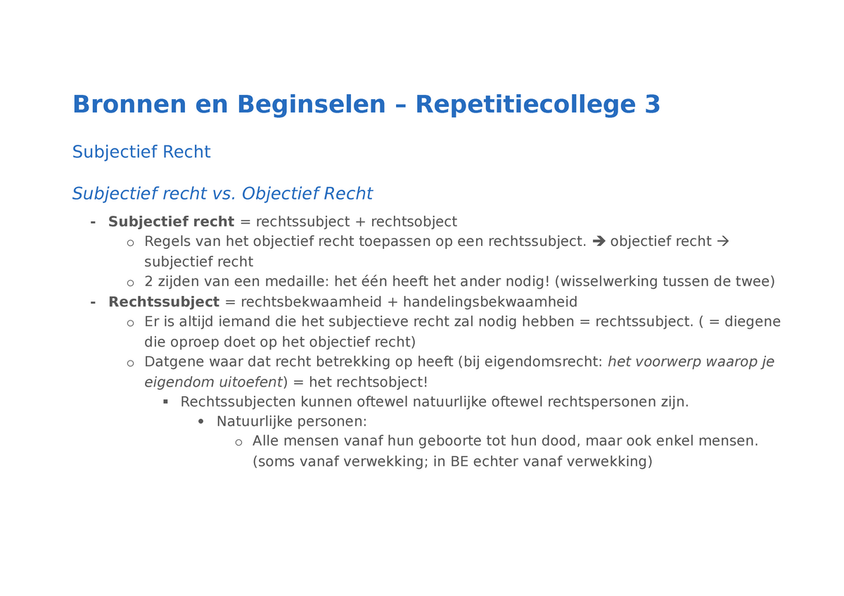 Repetitiecollege 3 - Bronnen En Beginselen - Bronnen En Beginselen ...