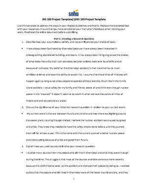 HIS 100 Final Project - HIS 100 Project Template Part 1: Creating a ...