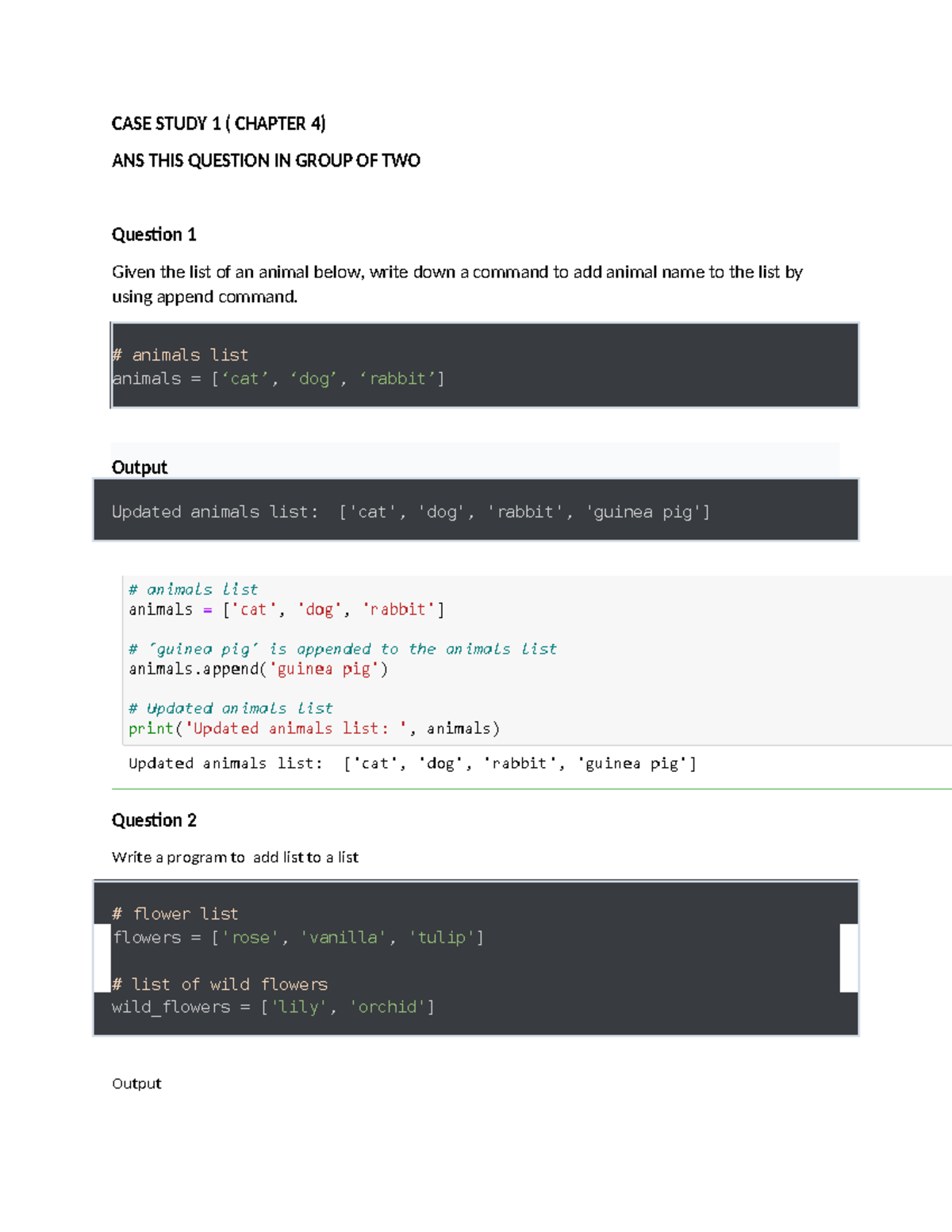 Case Study Python - CASE STUDY 1 ( CHAPTER 4) ANS THIS QUESTION IN ...