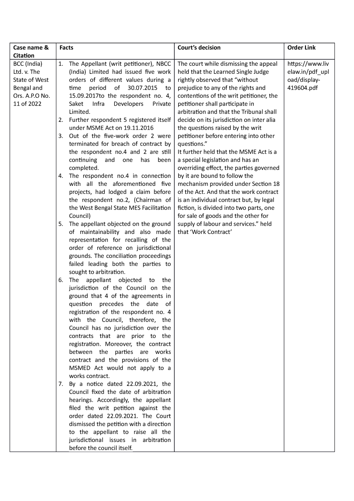 case study related to arbitration