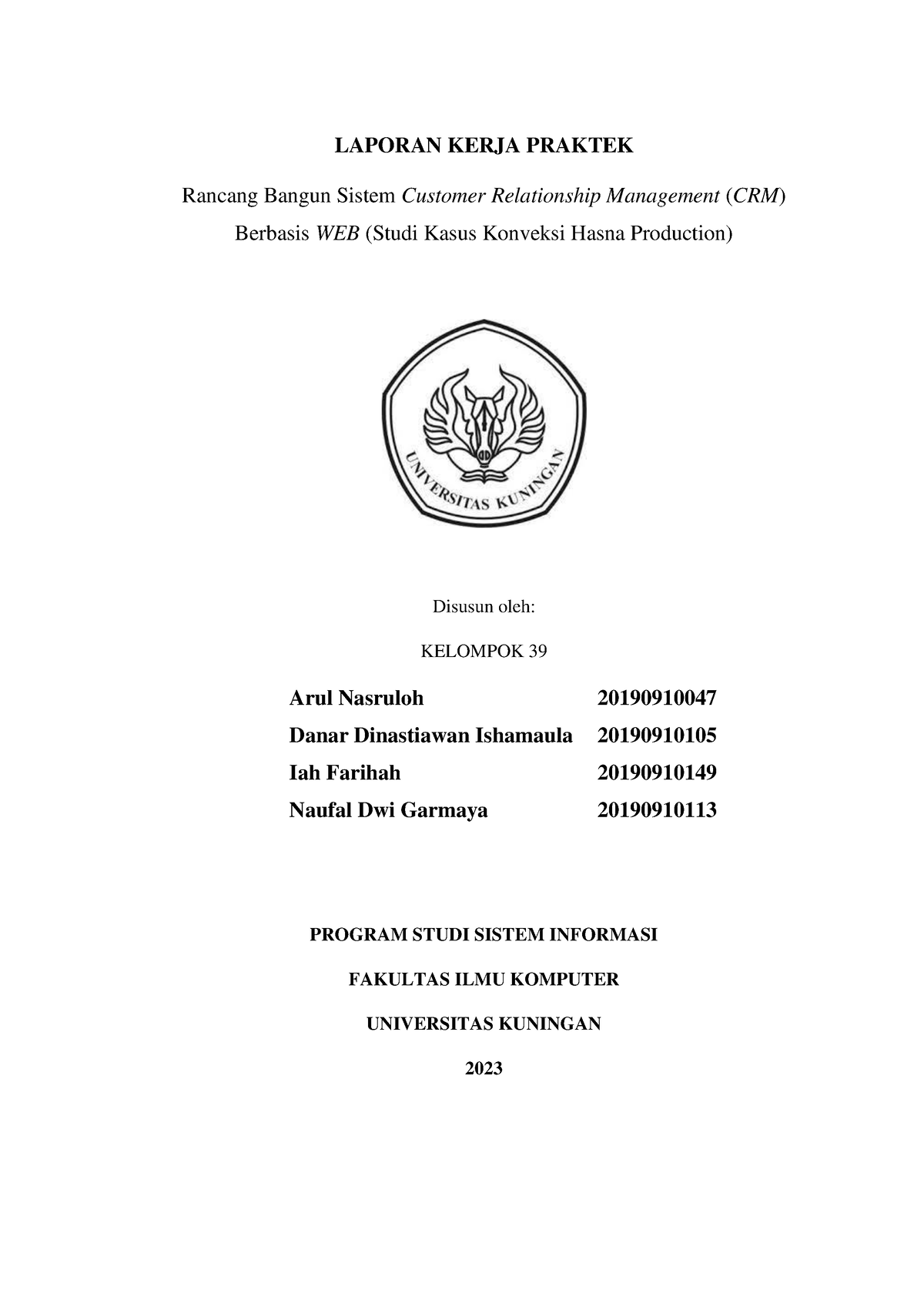 Laporan Kerja Praktek - LAPORAN KERJA PRAKTEK Rancang Bangun Sistem ...