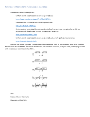Generador pavimento defensa Cálculo de limites mediante racionalización cuadrática y cubica - Cálculo  Diferencial - Studocu