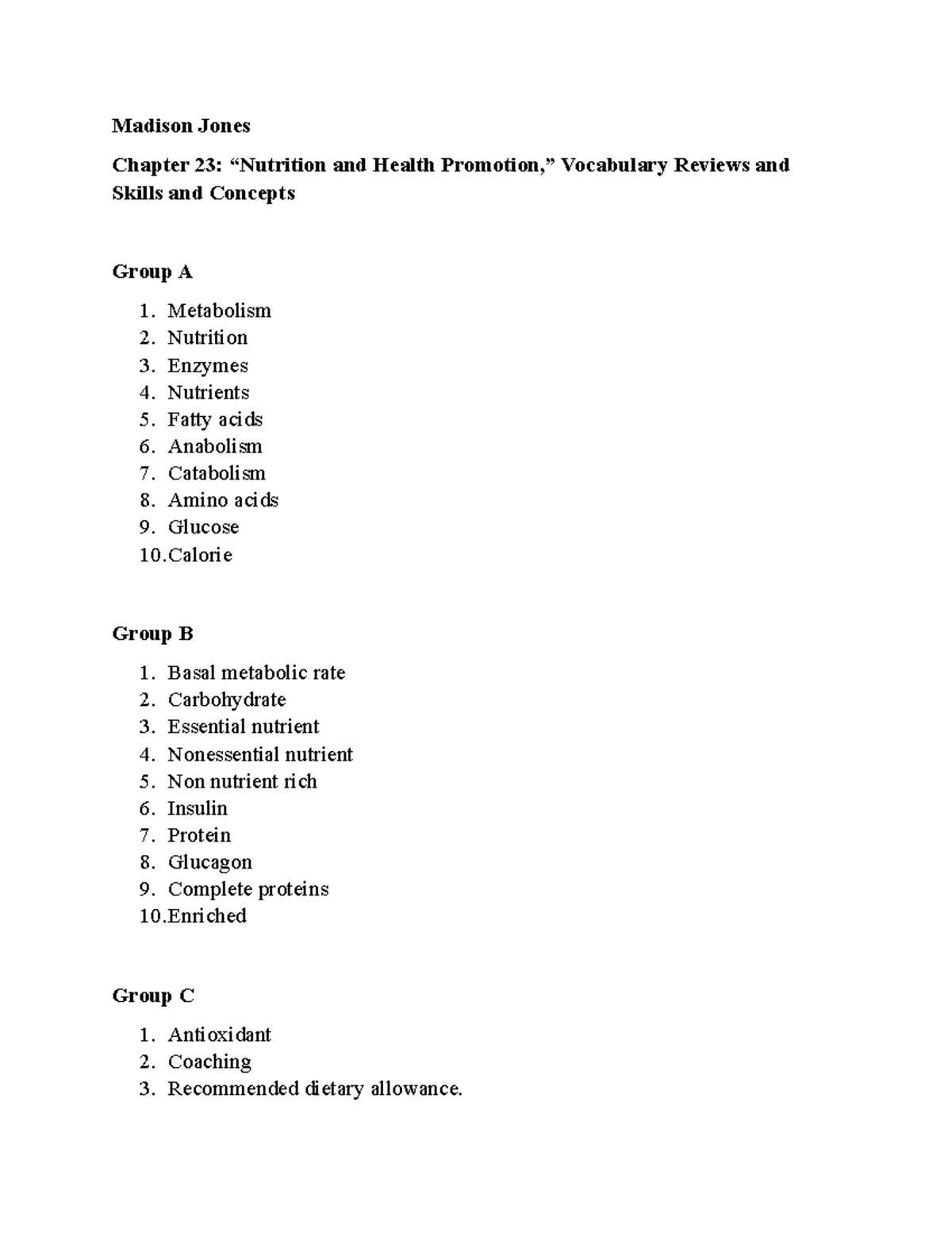 Week 3 bookwork - study guide work book answers - Madison Jones Chapter ...