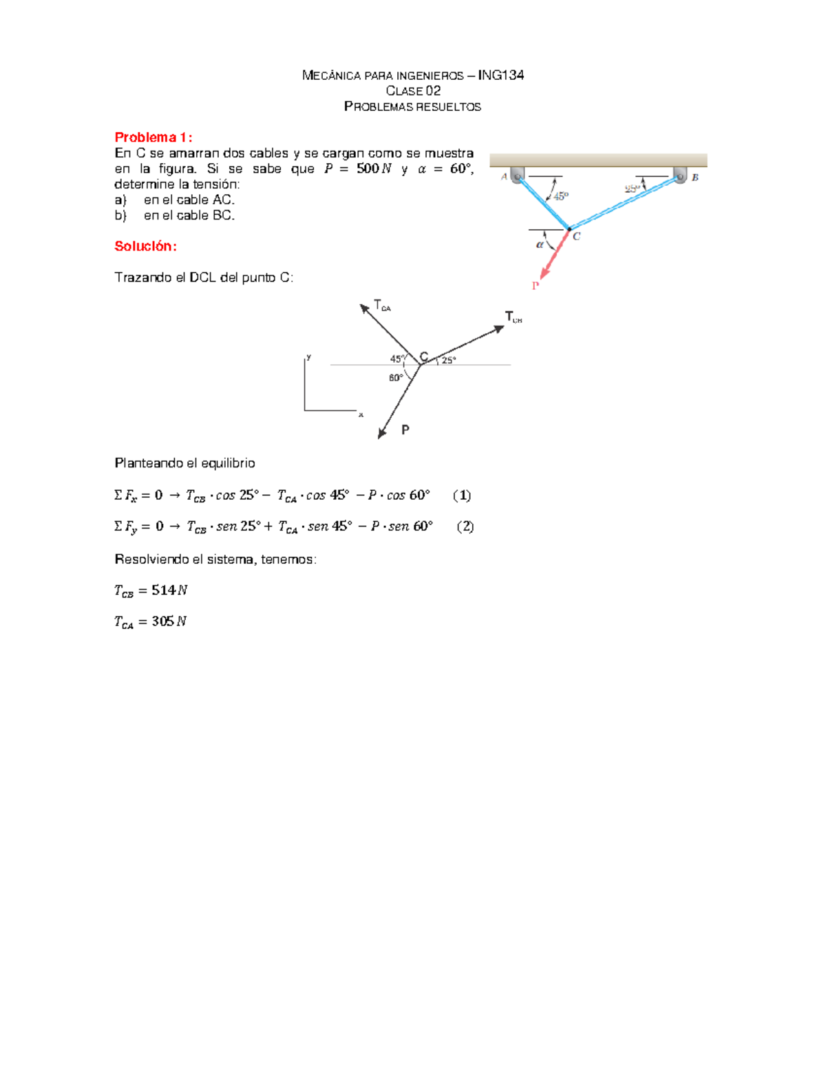 MI - Clase 02 - Problemas Resueltos - MECÁNICA PARA INGENIEROS – ING ...