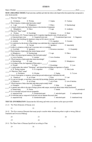 Final Exam Summary General Ethics Ethics Name Of Student Studocu