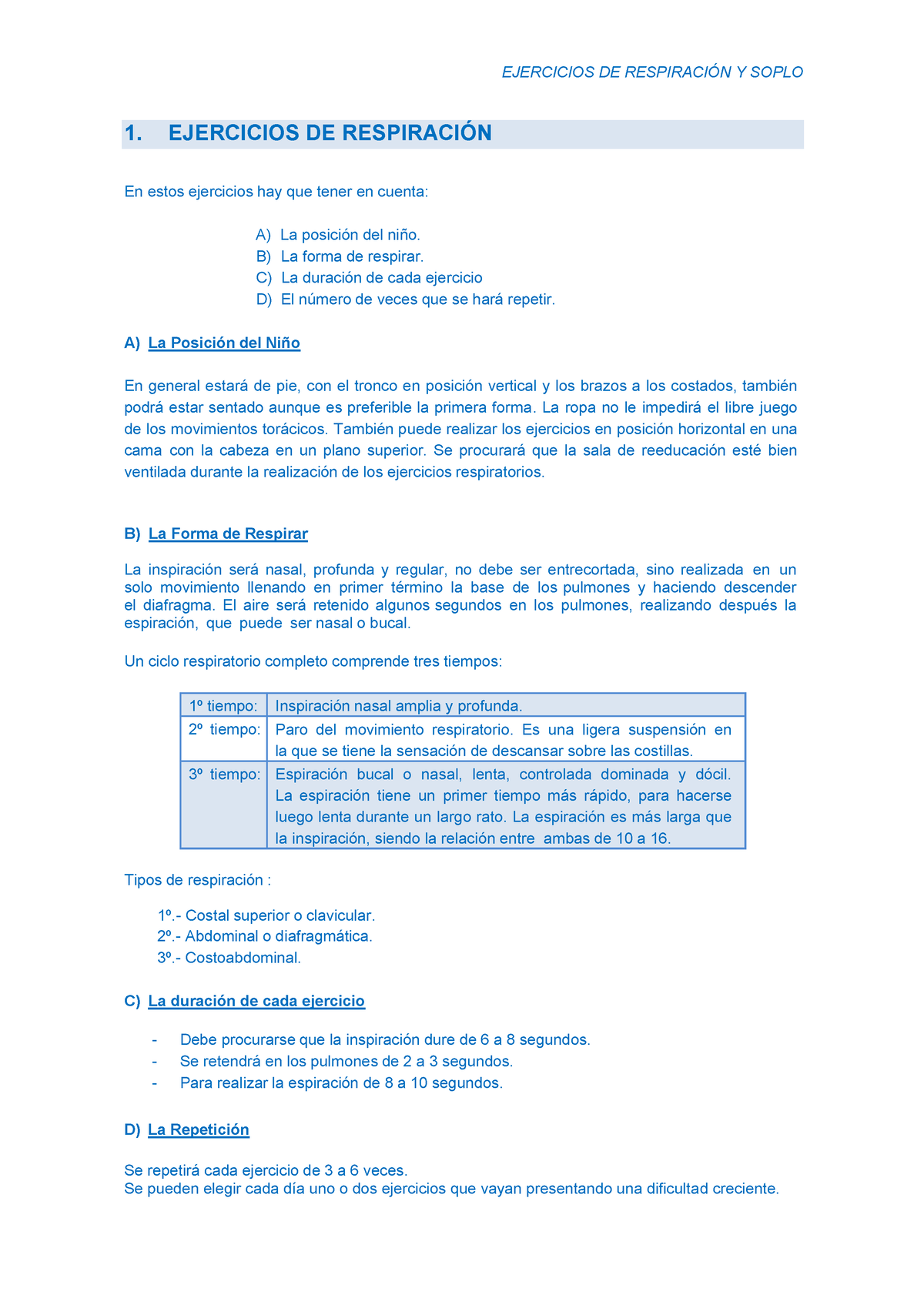 Ejercicios Respiración Bucal - 1. EJERCICIOS DE RESPIRACIÓN En Estos ...