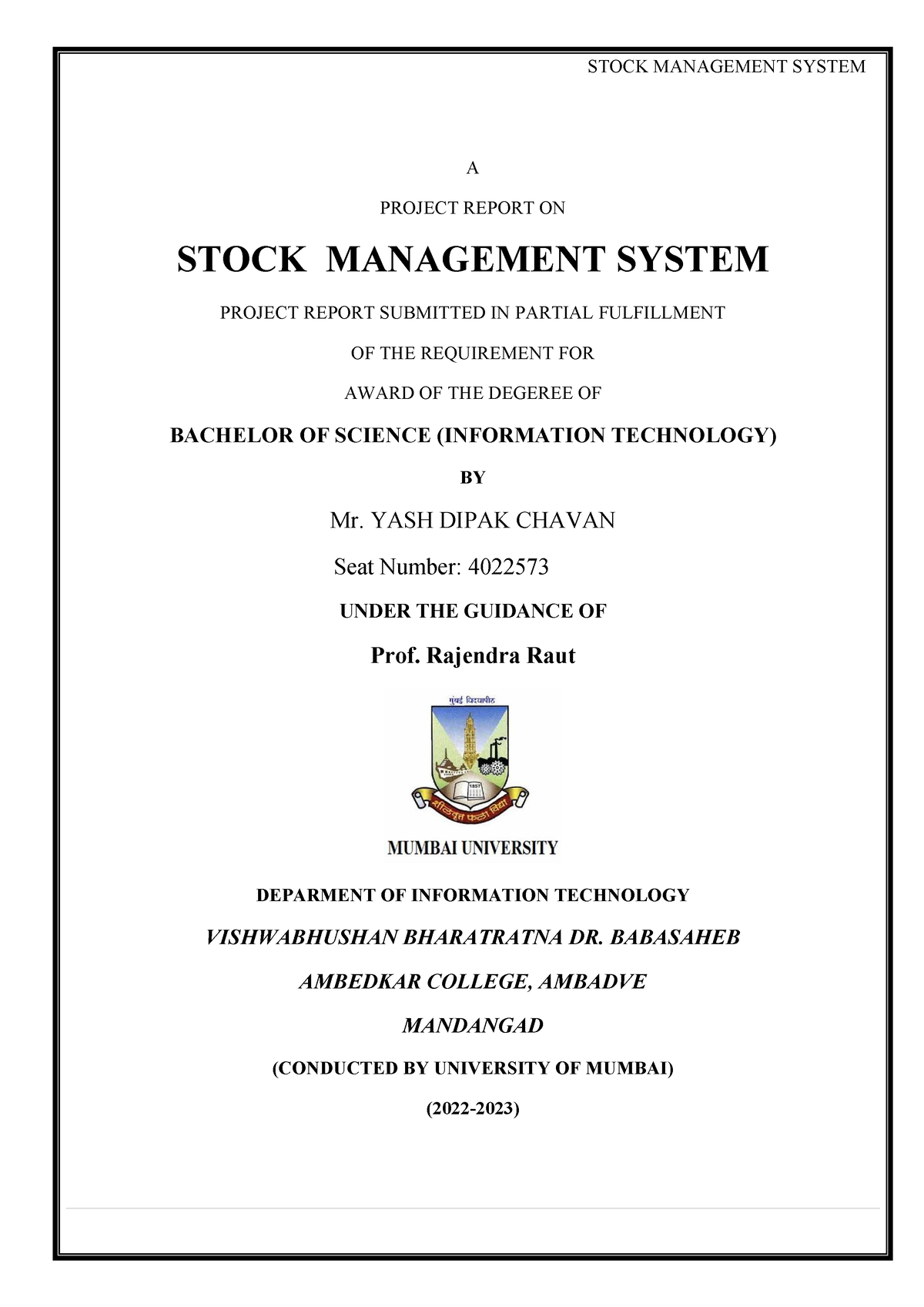 how to write project report on stock market