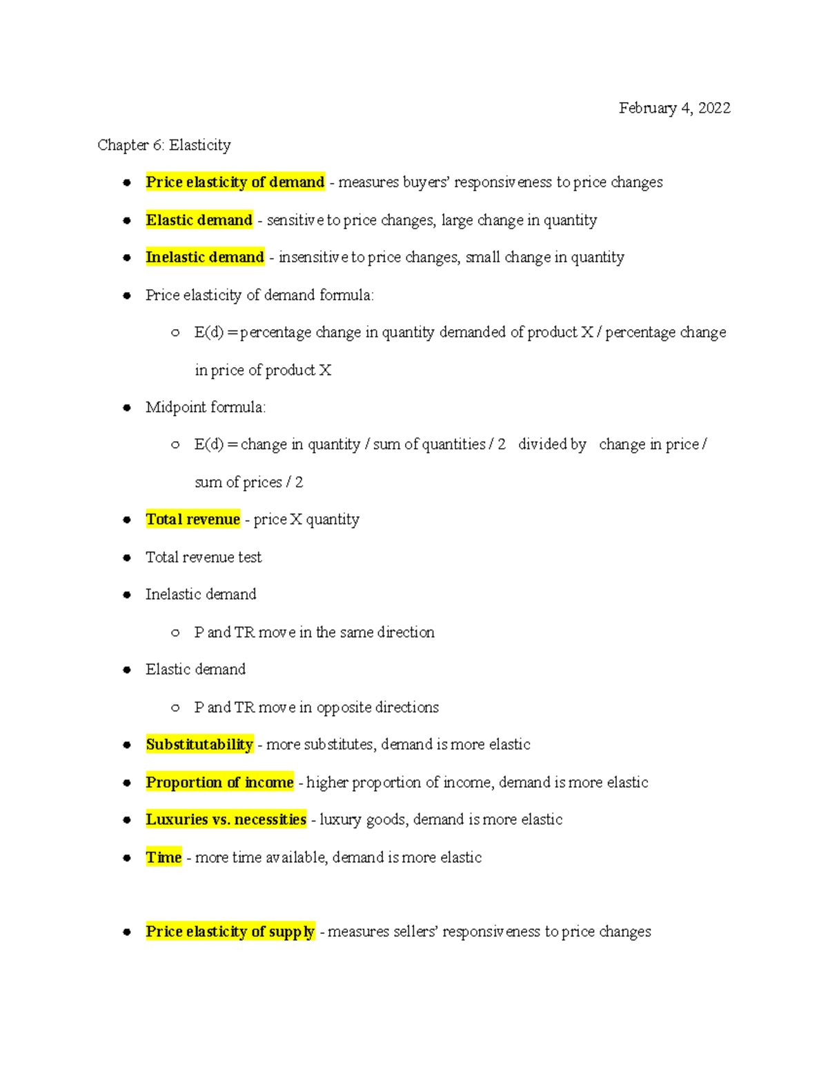 Chapter 6 Notes - ECON 102: Applied Microeconomics Professor Rawlins ...