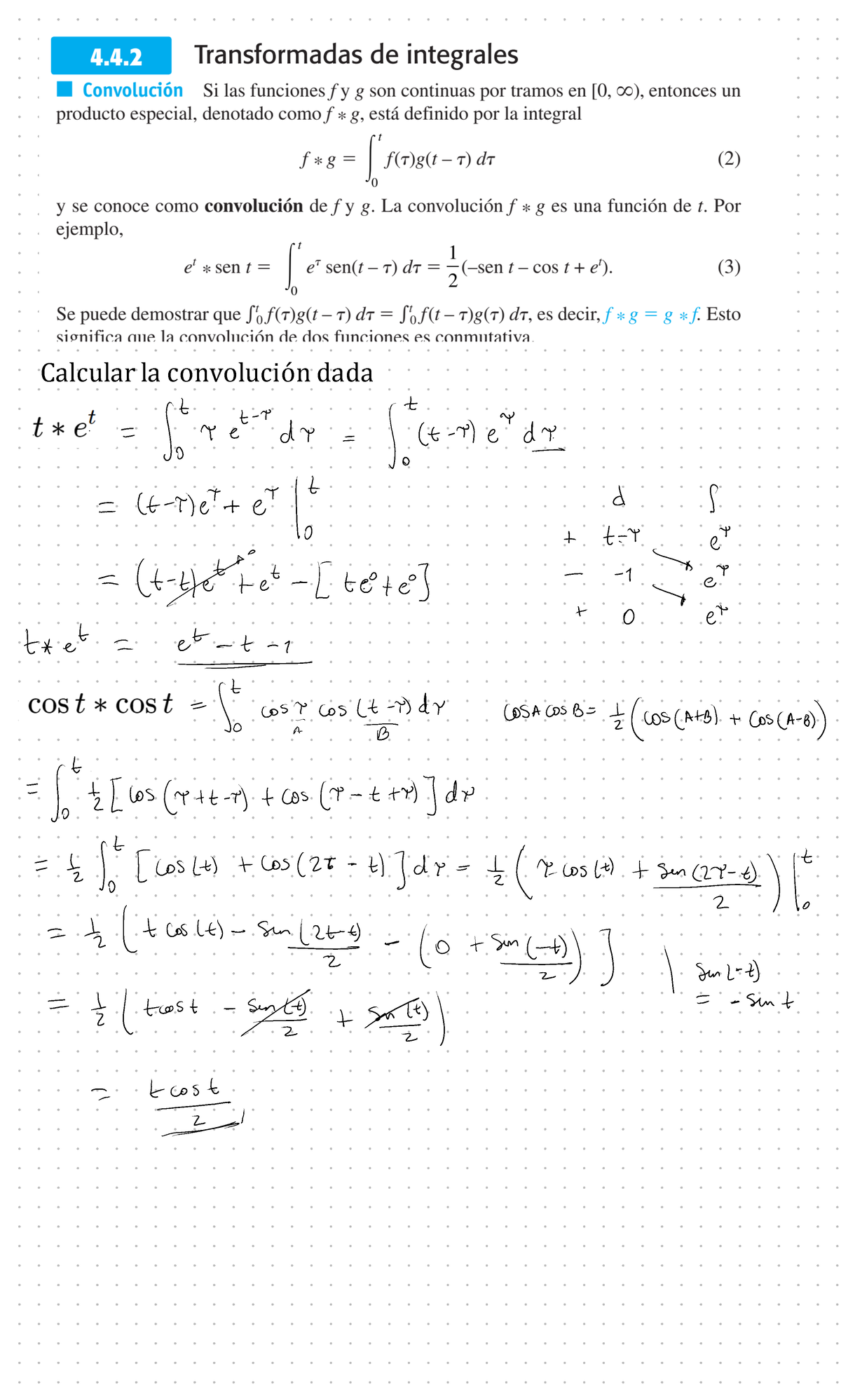Convolución Tema - 4.4 Transformadas de integrales Convolución Si las ...