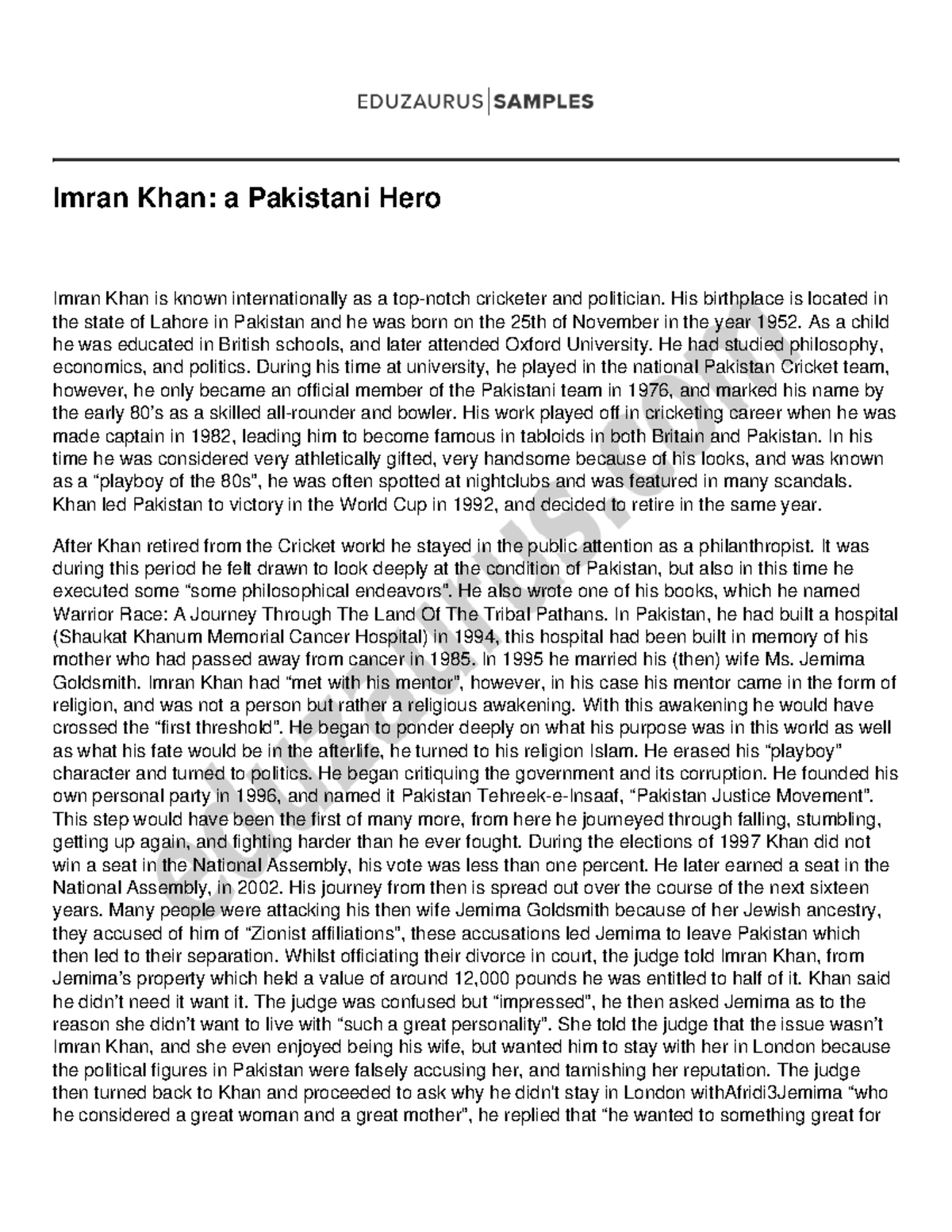 Imran Khan a Pakistani Hero - Imran Khan: a Pakistani Hero Imran Khan ...
