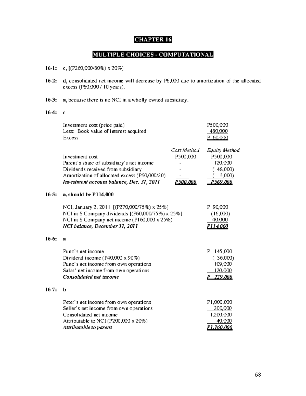 Chapter-16 - gvjnlk - CHAPTER 16 MULTIPLE CHOICES COMPUTATIONAL c, x d ...