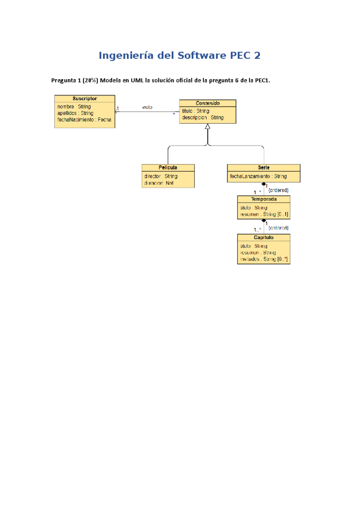 Ingeniería del Software PEC 2 - Ingeniería del Software PEC Pregunta 1 ...