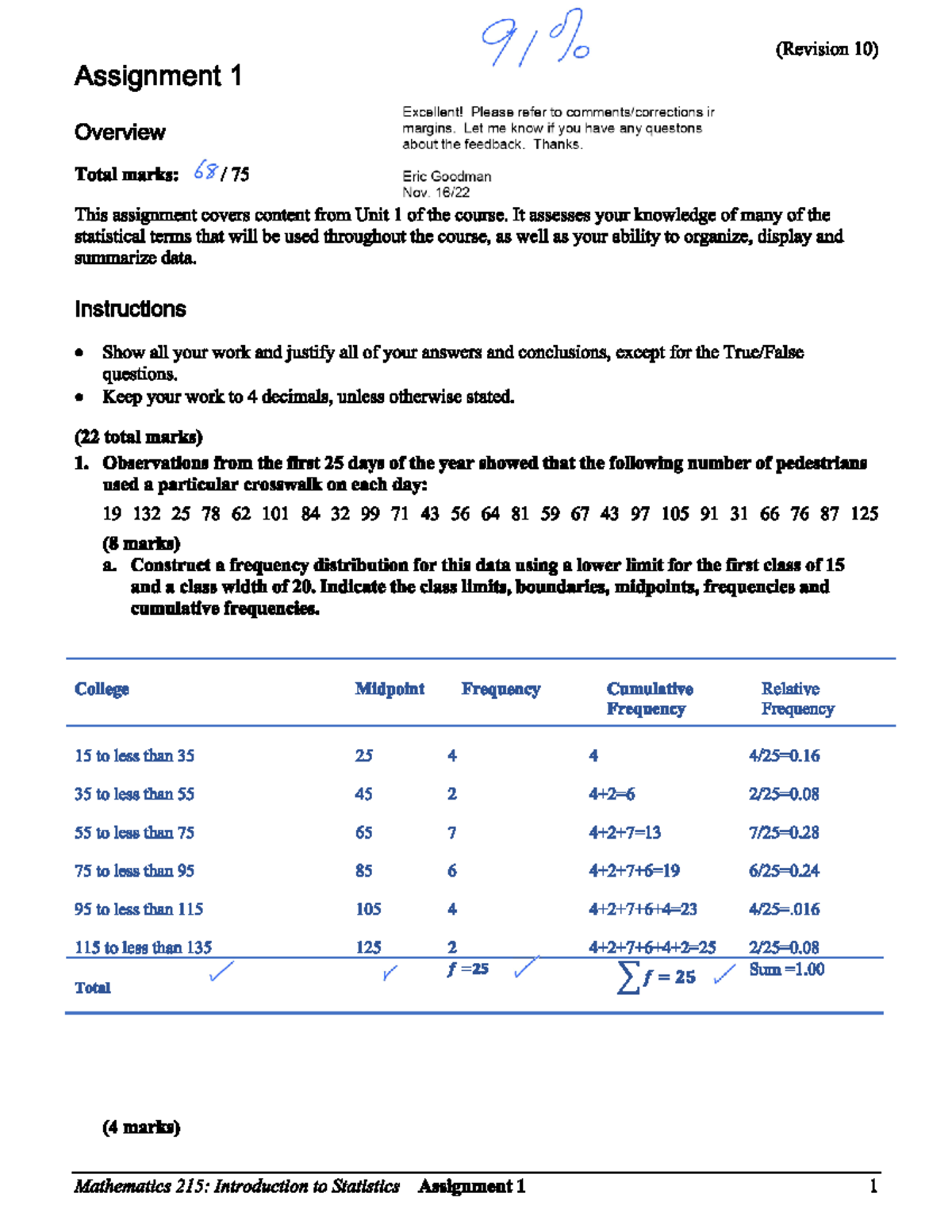 MATH215 Assignment 1 Corrected - Math 215 - Studocu