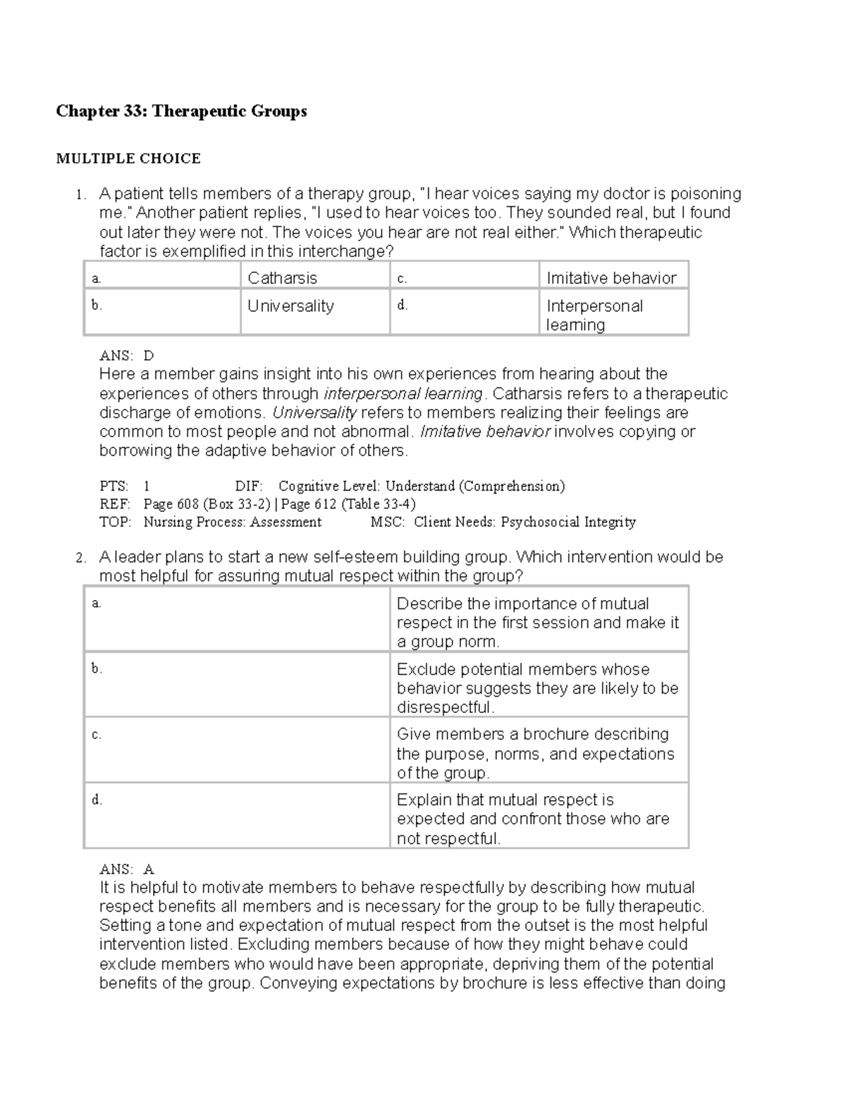 Therapy gorups - lecture notes - Chapter 33: Therapeutic Groups ...