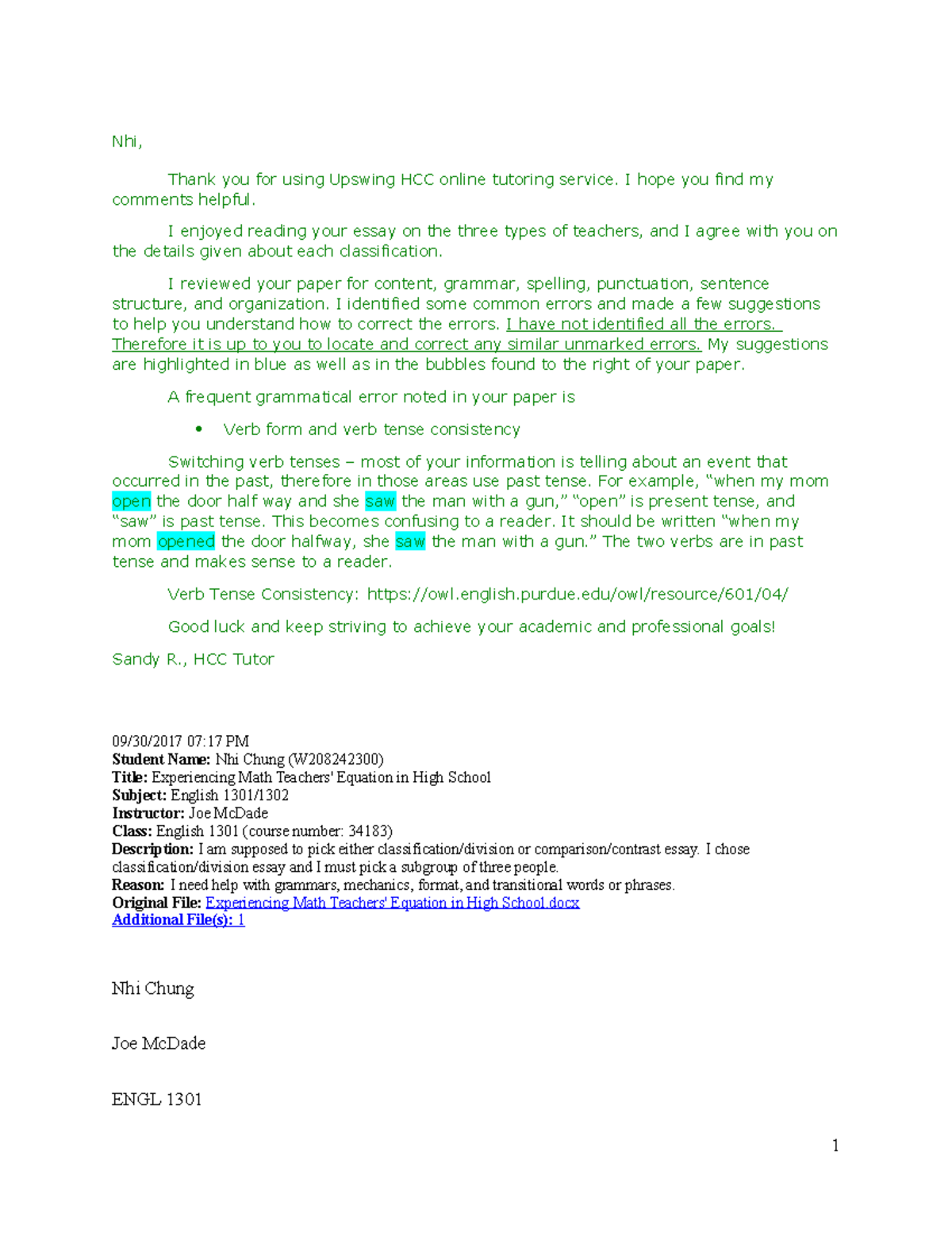 W208242300 Nhi Chung Classification of Math Teachers D1 - Nhi, Thank ...