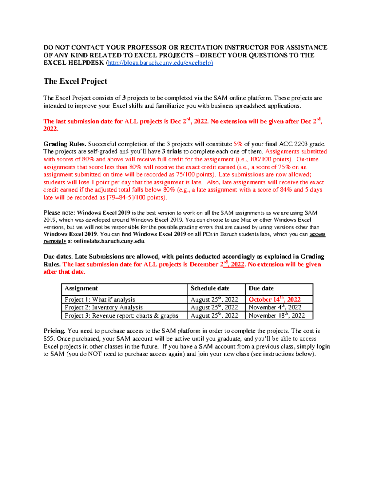 SAM Syllabus Module ACC2203 fall2022 - DO NOT CONTACT YOUR PROFESSOR OR ...