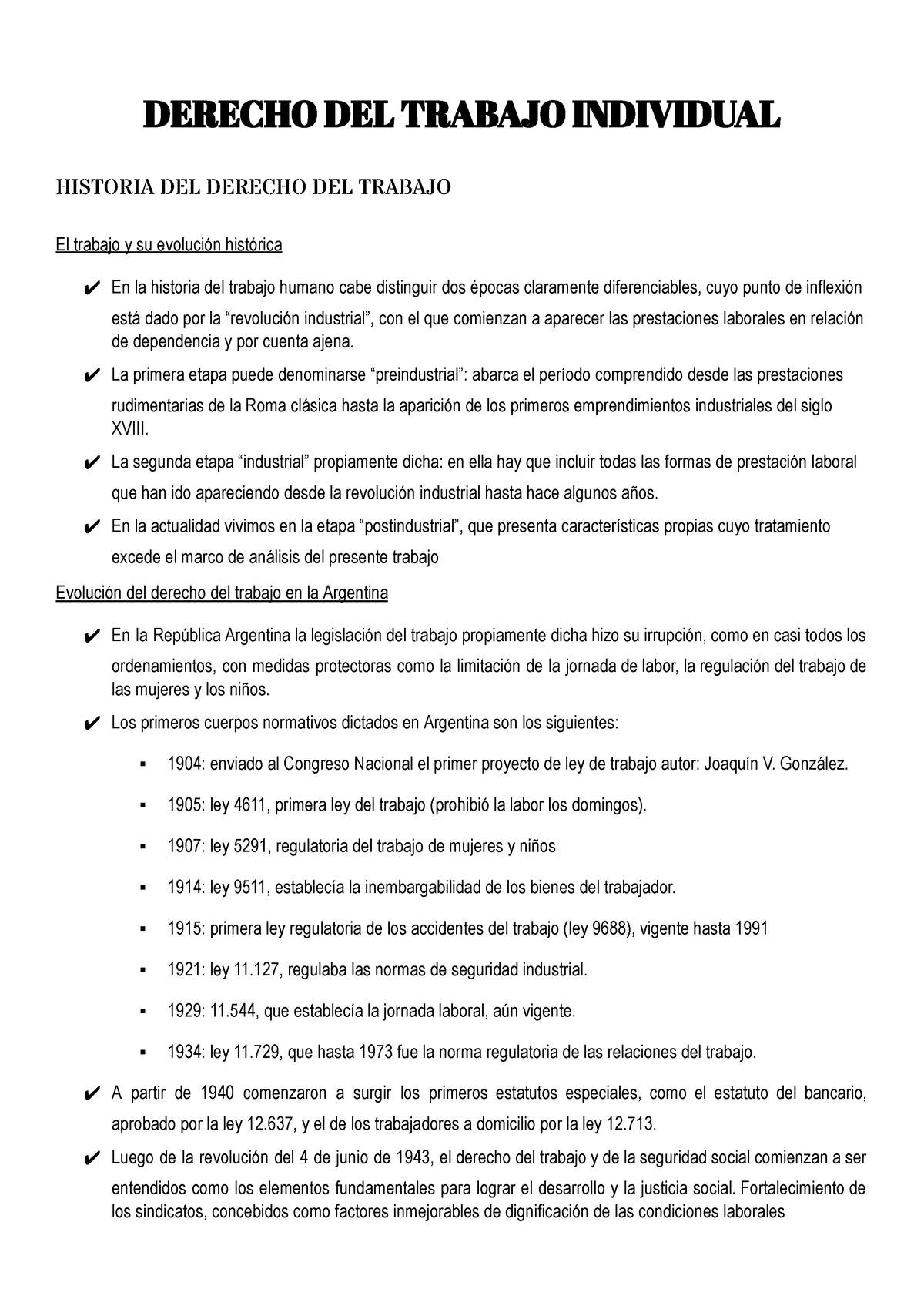 Derecho DEL Trabajo Individual - 1er Parcial - Derecho Individual Del ...