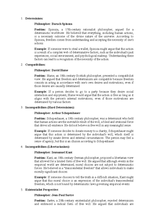 Freewill vs. determinism additional notes - ı Whether free will exists ...