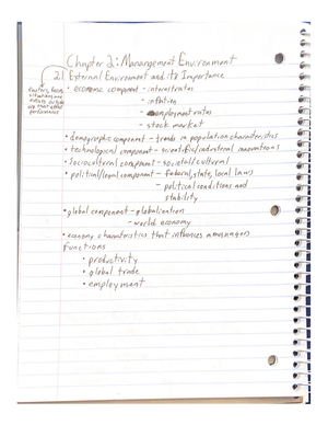Fundamentals of Management Chapter 3 (Class Notes) - BUS 100N - Studocu