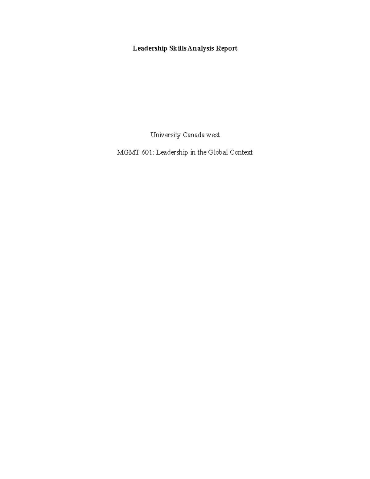 IND Final Leadership Skills Analysis - Leadership Skills Analysis ...