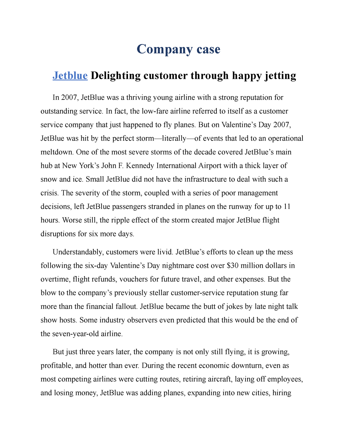 jetblue marketing case study