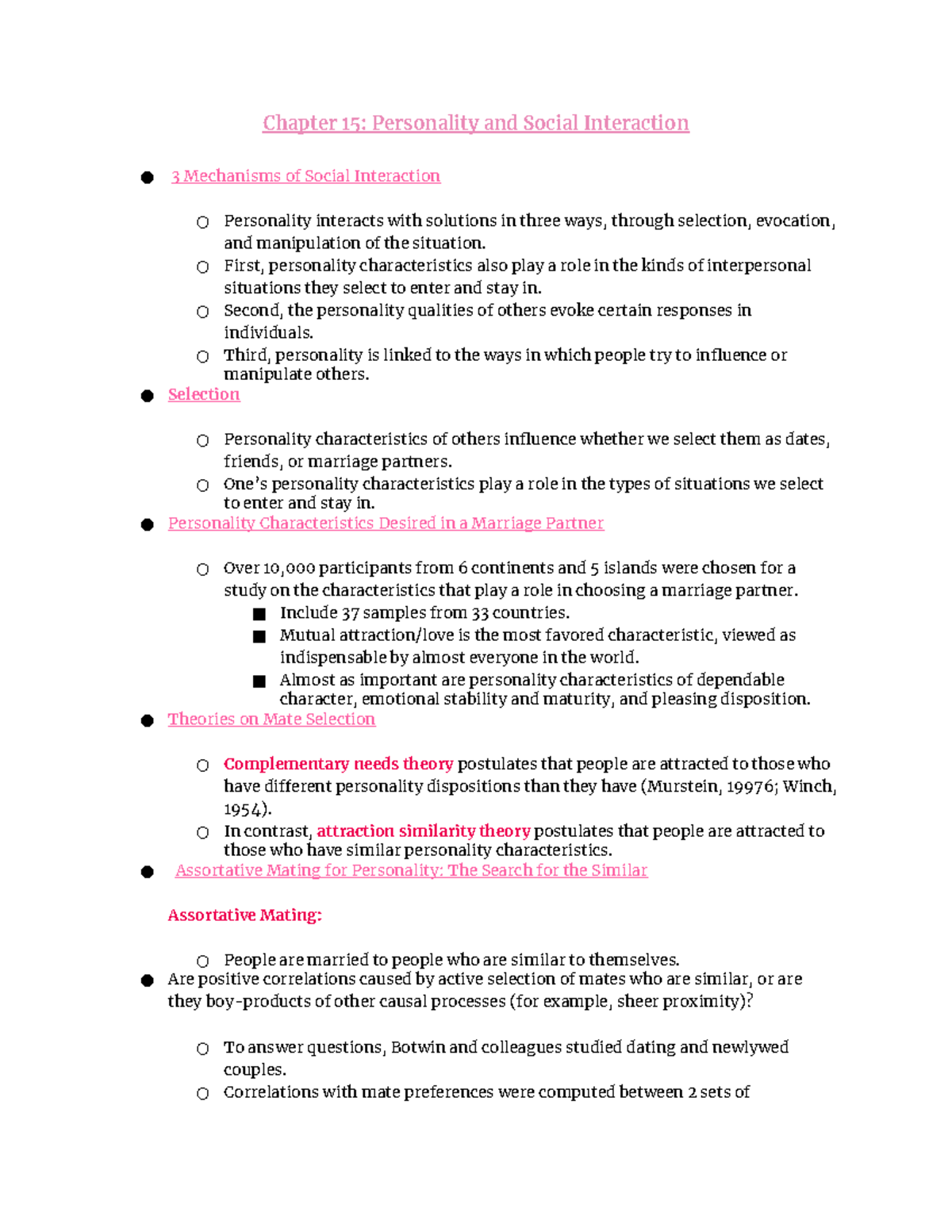 Chapter 15 Lecture And Book Notes - Chapter 15: Personality And Social ...