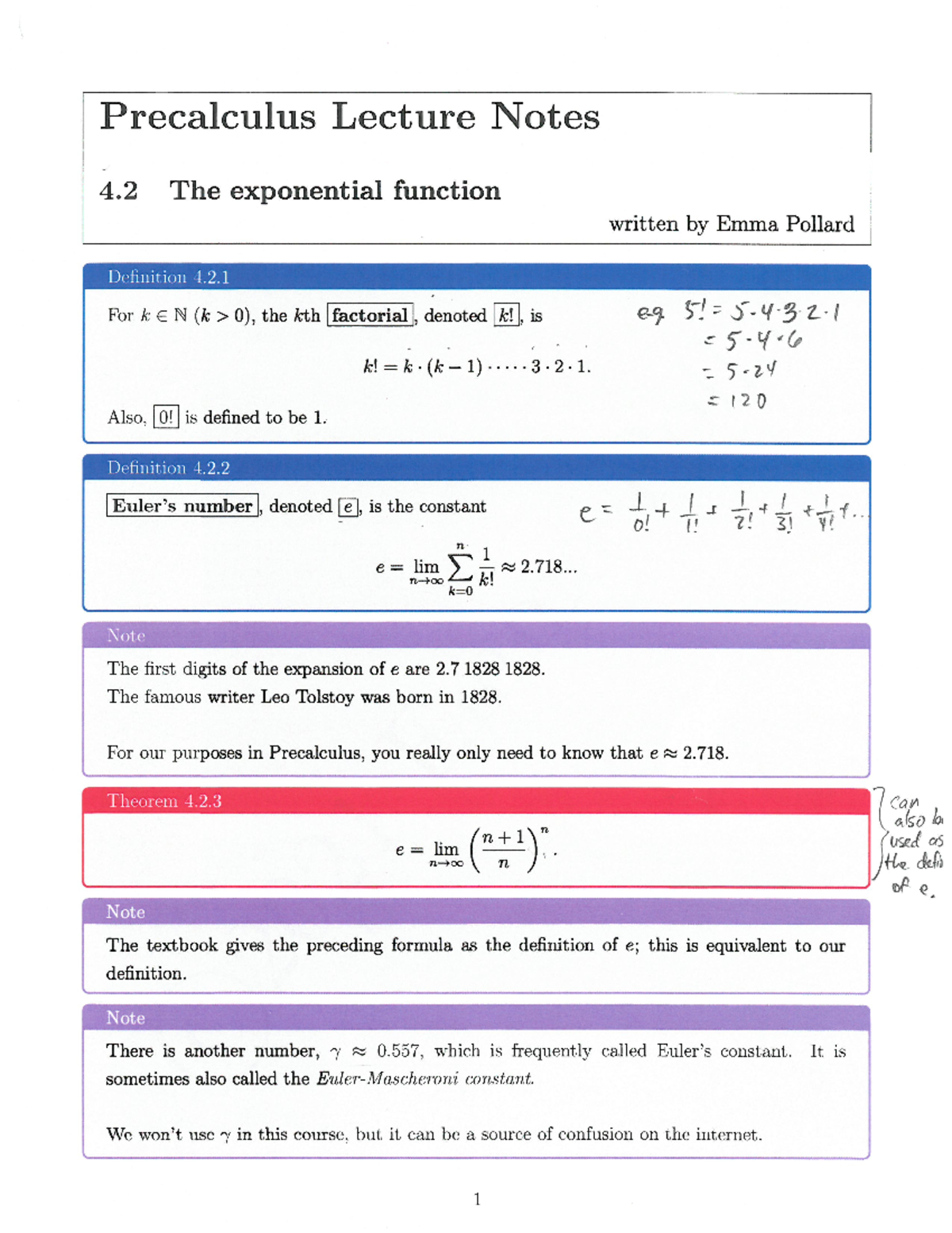 Precalculus Chapter 4.2 - Precalculus Lecture Notes 4 The exponential ...