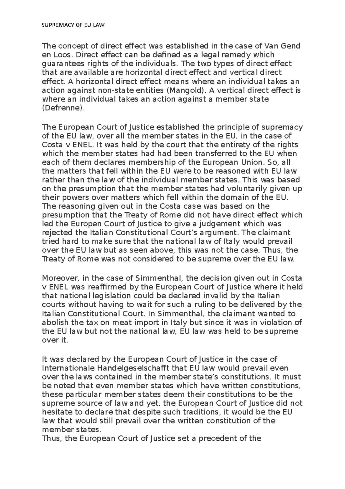 The concept of direct effect was