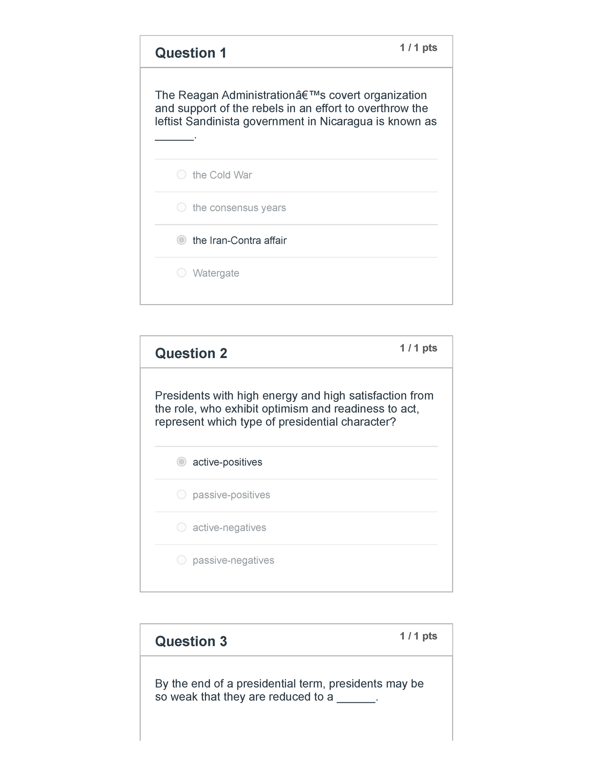 Second Quiz POLS 429 - 2nd Quiz Pols 429. - Question 1 1 / 1 Pts The ...