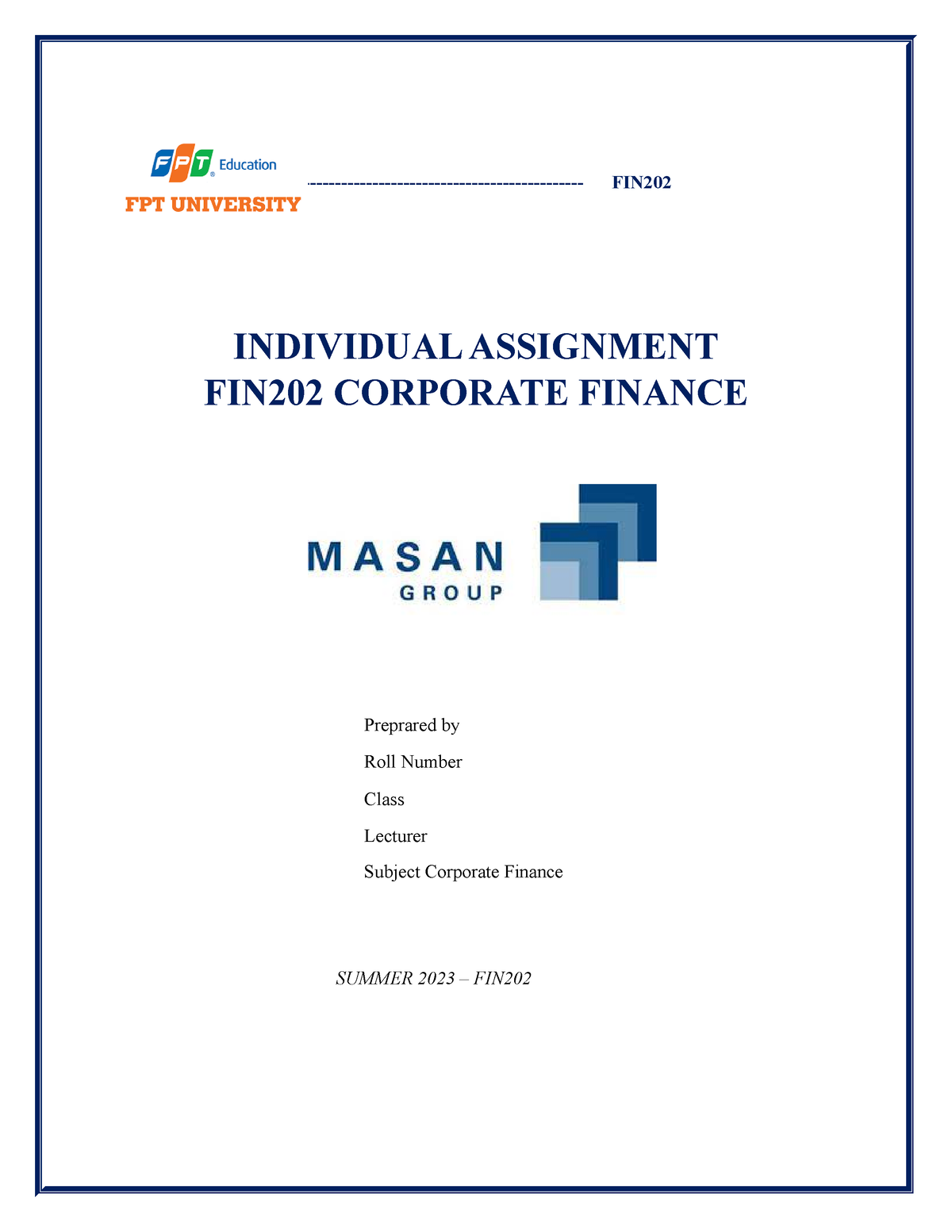 Individual Assignment Masan Group - FIN INDIVIDUAL ASSIGNMENT FIN202 ...