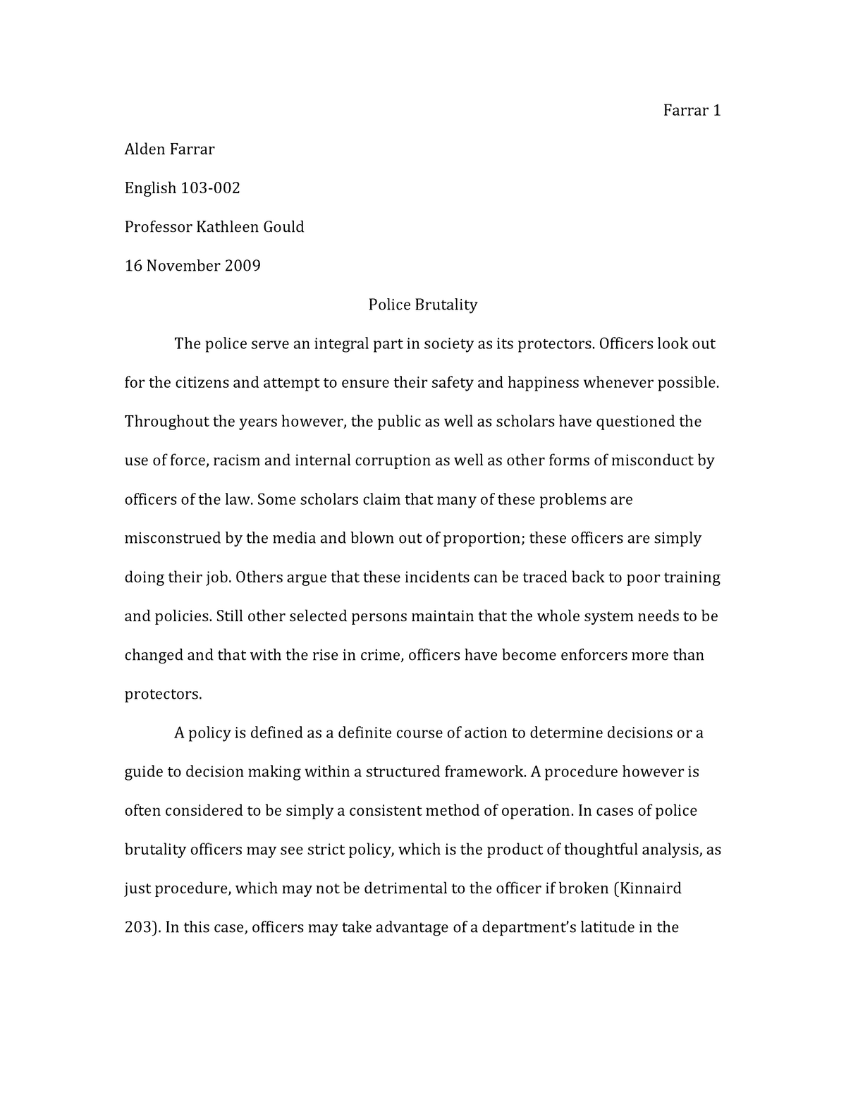 police brutality essay introduction