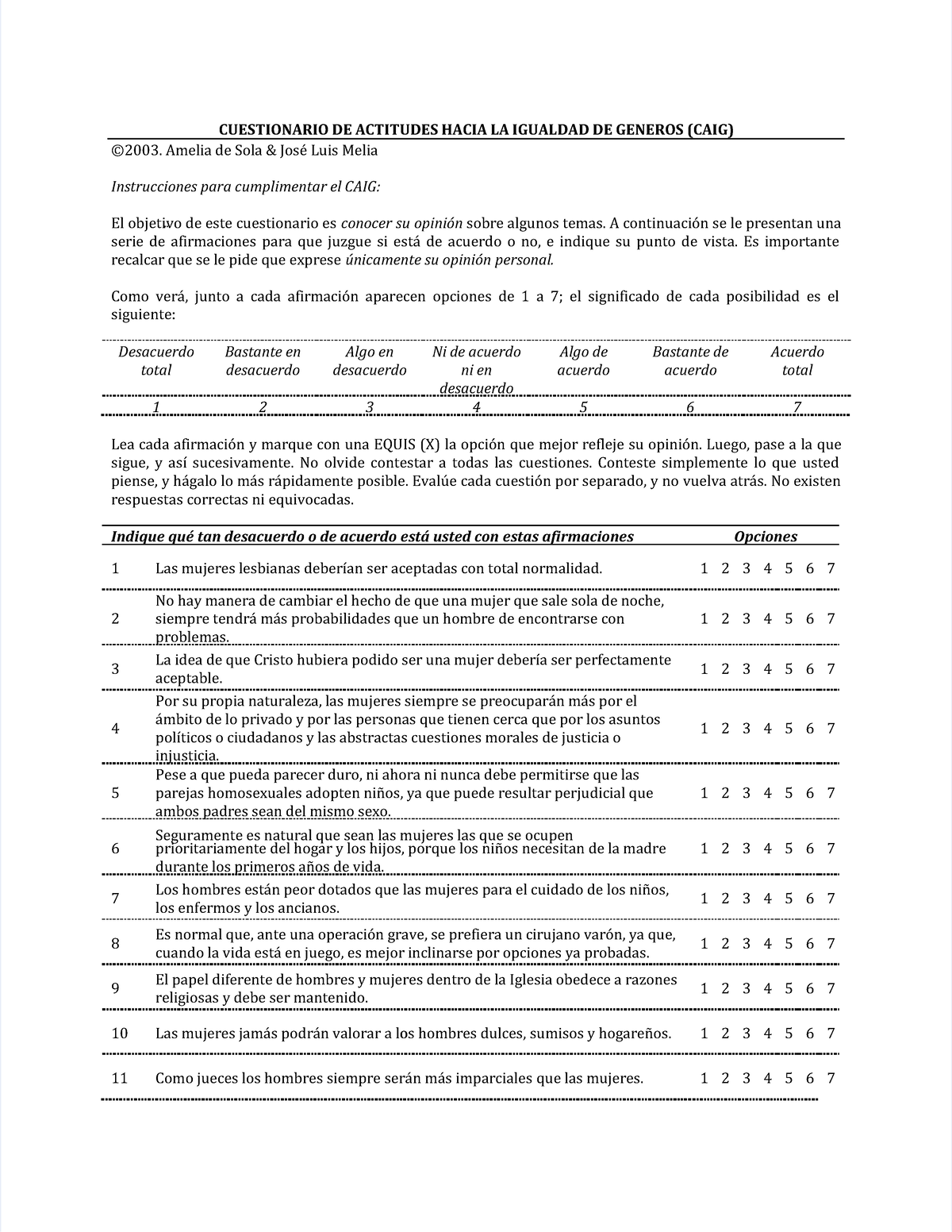 Dlscrib Apuntes 1 Cuestionario De Actitudes Hacia La Igualdad De Genead De Generos Caigros 9637