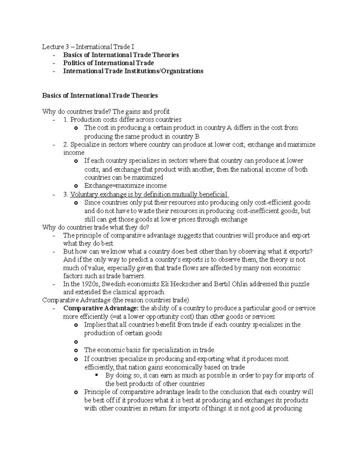 international trade assignments