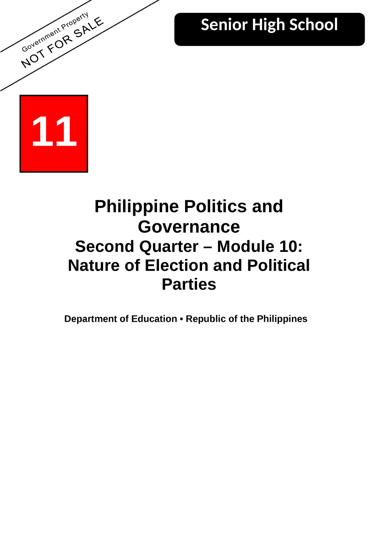 Nature Of Elections And Political Parties Q2 Module 10 Shs Ppg Melc10 Senior High School 6192