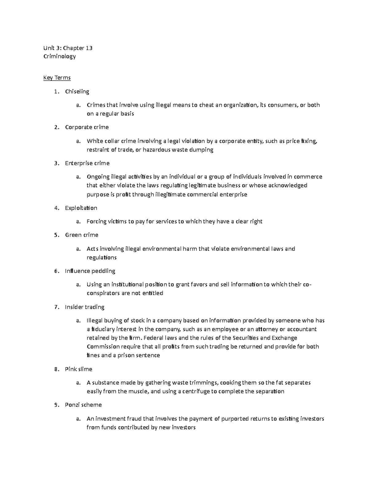 Chapter 13Worksheet - Unit 3: Chapter 13 Criminology Key Terms ...