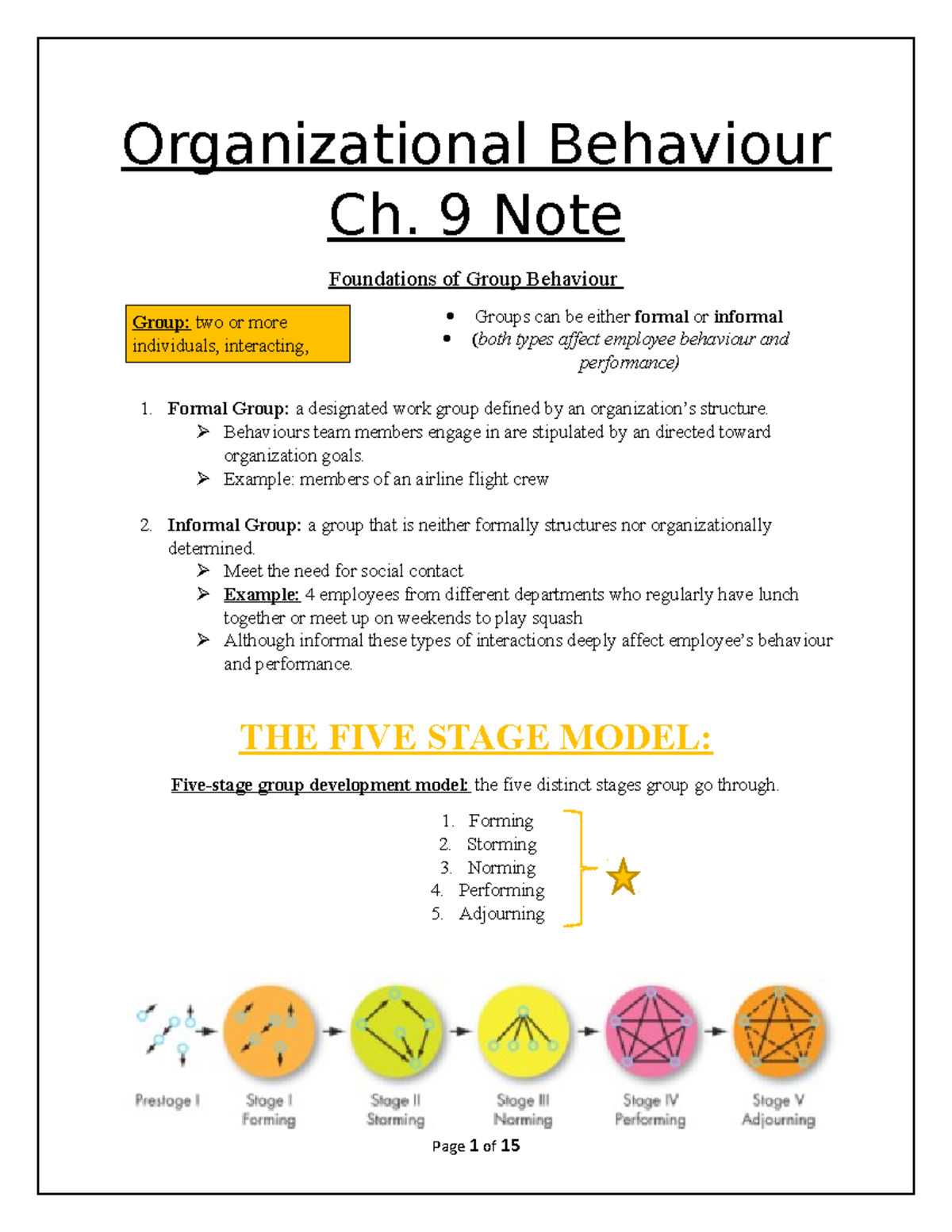 Organizational Behaviour Ch 9 Note - Organizational Behaviour Ch. 9 ...