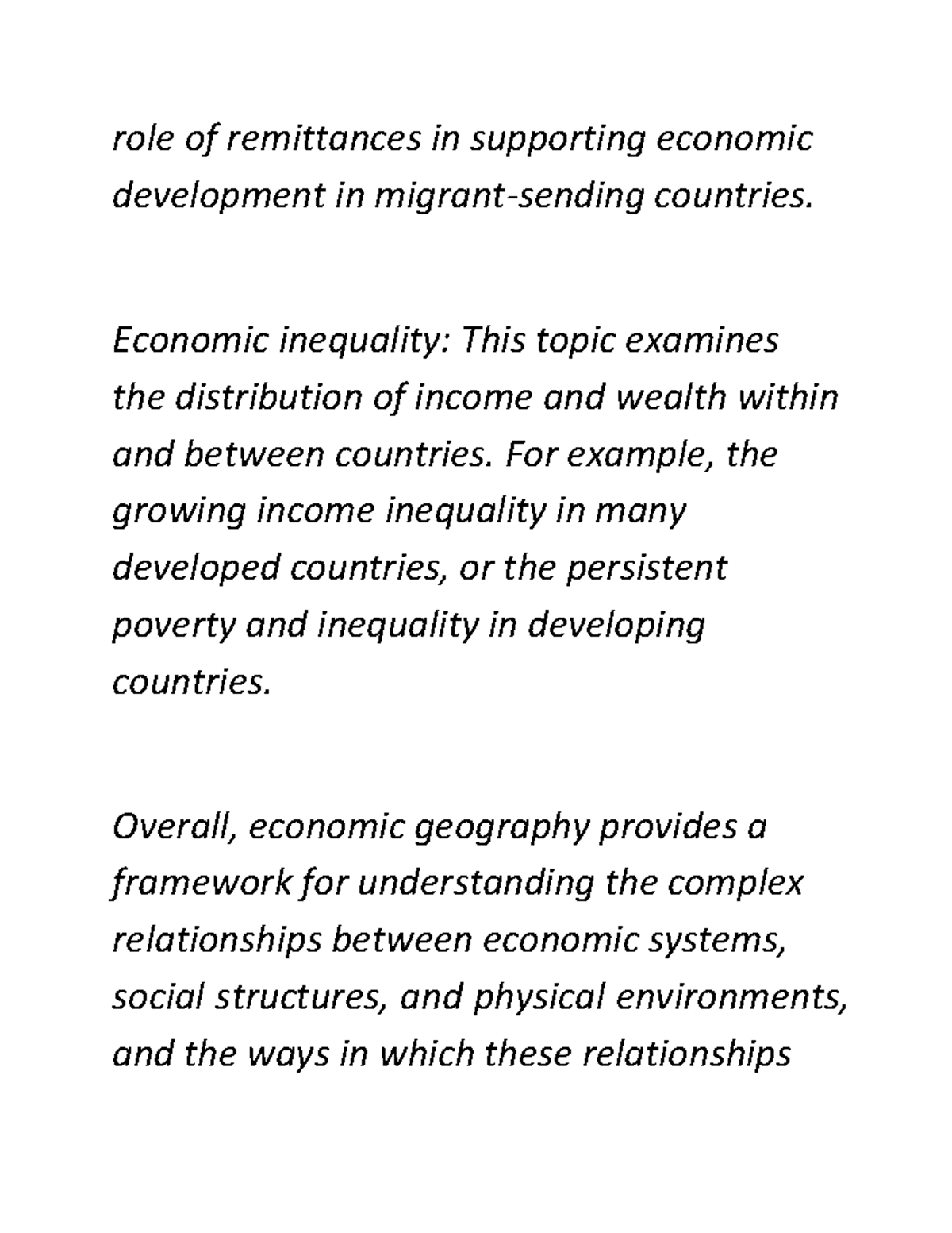 Economic geography part 2 role of remittances in supporting economic