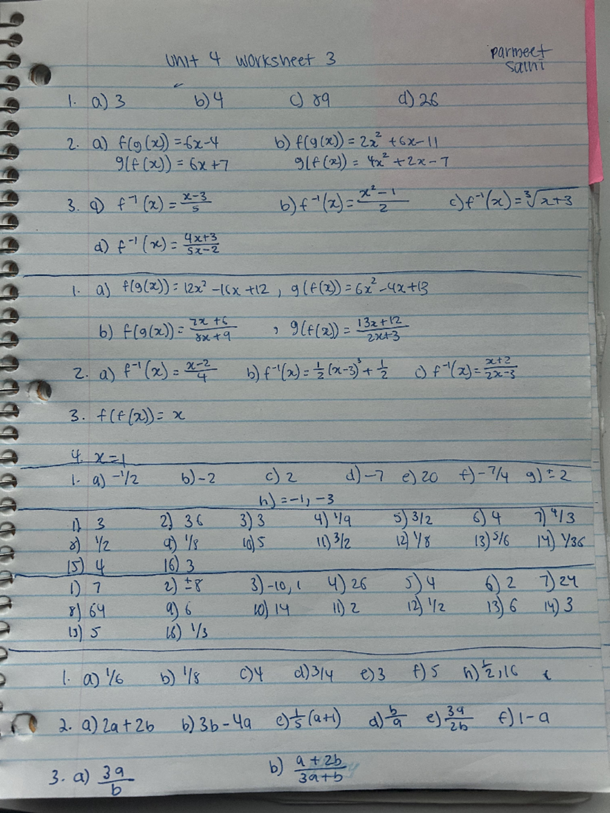 Unit 4 worksheet 3 - advanced funcitons - Unit 4 worksheet 3 parmeet ...