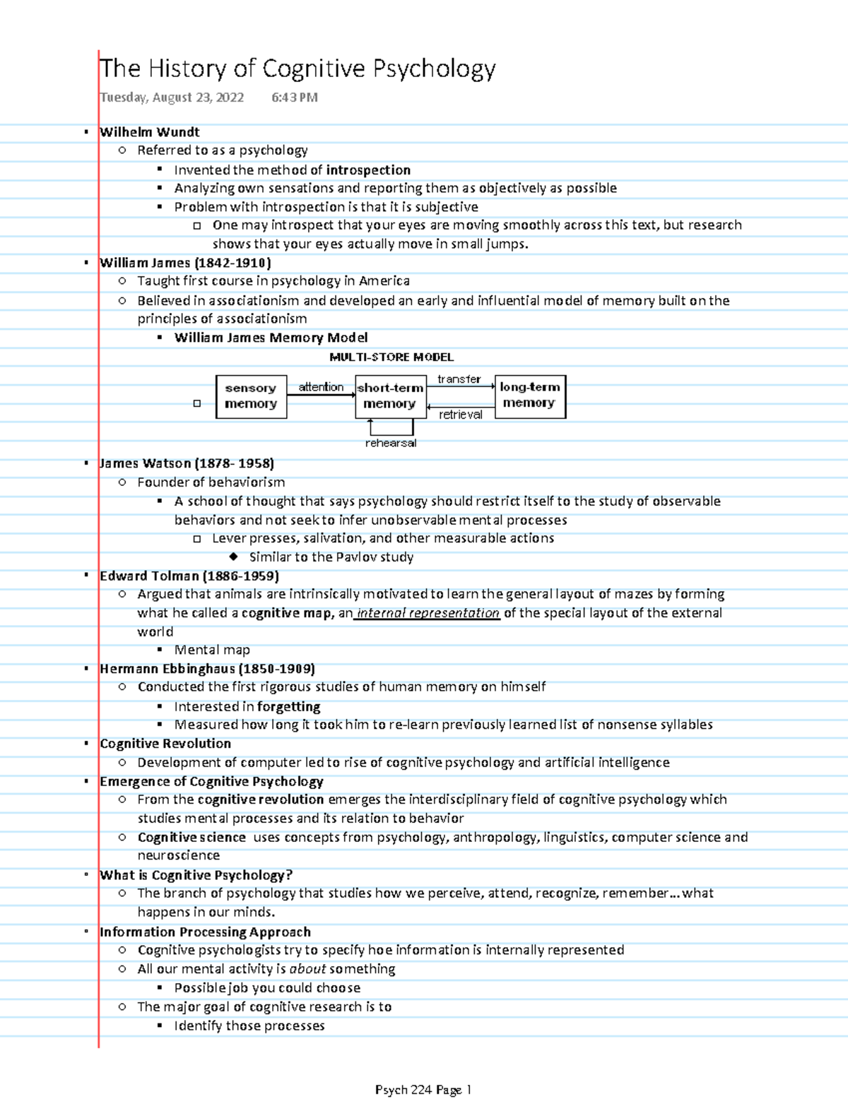The History of Cognitive Psychology Wilhelm Wundt Referred to as a