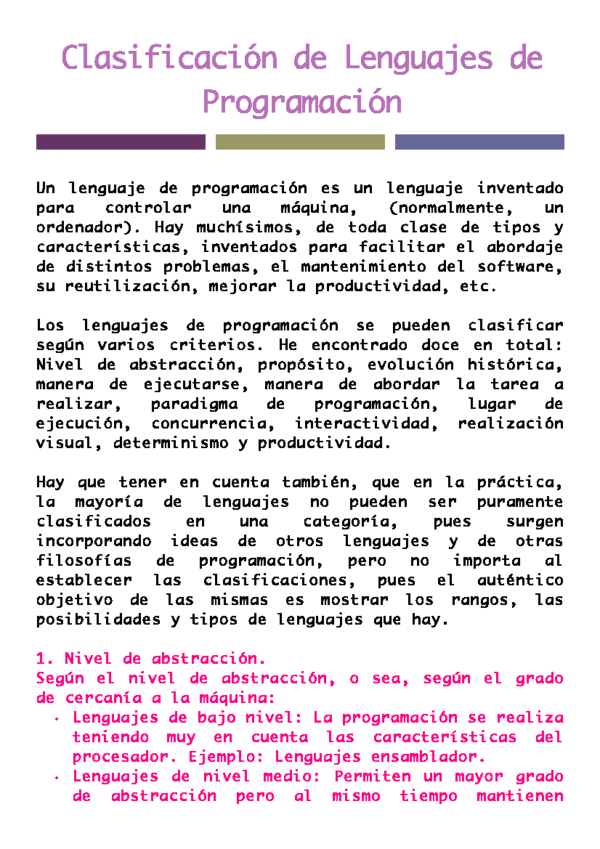 Clasificación de lenguajes de programación - Clasificación de Lenguajes ...