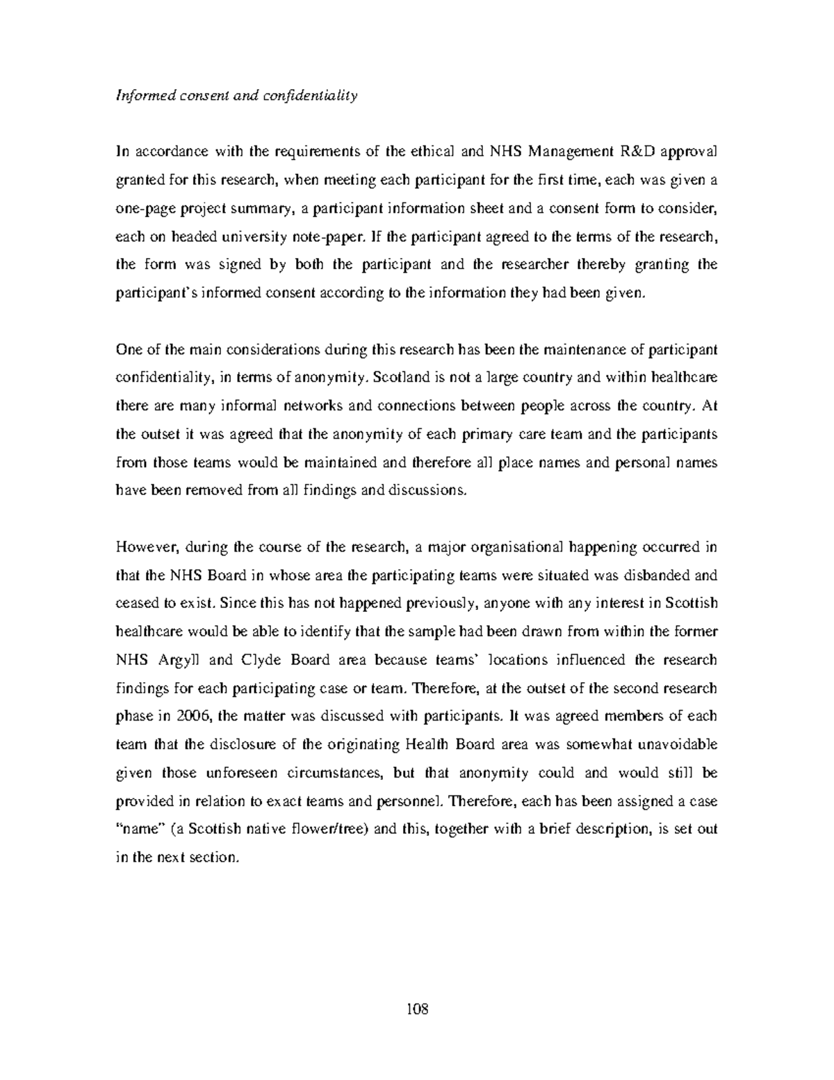 THE Importance OF Context 2 108 Informed consent and confidentiality